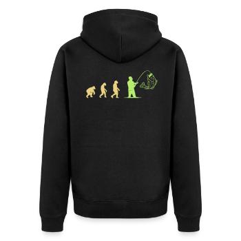 Evolution Fishing - Unisex Premium Organic Zip Hoodie - black - Back - Nico (187cm)