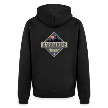 sächsische Schweiz Barbarine - Unisex Premium Bio Zip Hoodie - Schwarz - Hinten - Nico (187cm)