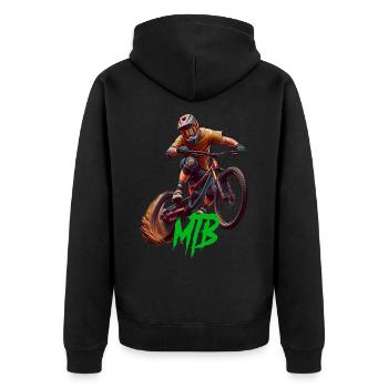 MTB Bike - Unisex Premium Bio Zip Hoodie - Schwarz - Hinten - Nico (187cm)