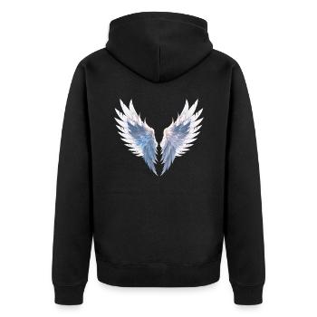 Engelsflügel/Angelwings Unisex - Unisex Premium Bio Zip Hoodie - Schwarz - Hinten - Nico (187cm)