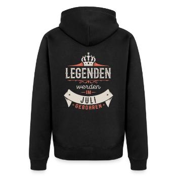 Legenden werden im Juli gebohren - Unisex Premium Bio Zip Hoodie - Schwarz - Hinten - Nico (187cm)