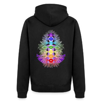 Les chakras avec leurs racines - Veste à capuche bio Premium Unisexe - noir - Dos - Nico (187cm)