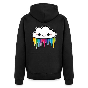Cute Cloud Raining Rainbow Colors - Unisex Premium Organic Zip Hoodie - black - Back - Nico (187cm)