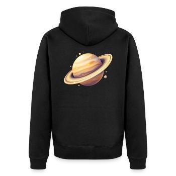 Saturn Farbplanet Illustration - Unisex Premium Bio Zip Hoodie - Schwarz - Hinten - Nico (187cm)