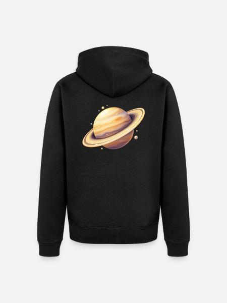 Saturn Farbplanet Illustration - Unisex Premium Bio Zip Hoodie - Schwarz