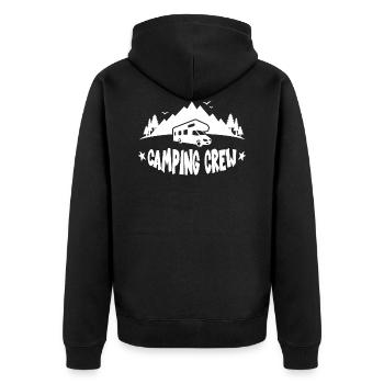 CAMPING CREW TEAM CAMPER WOHNMOBIL - Unisex Premium Bio Zip Hoodie - Schwarz - Hinten - Nico (187cm)