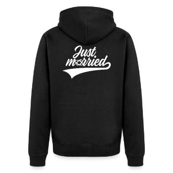 JUST MARRIED WEDDING - Unisex Premium Organic Zip Hoodie - black - Back - Nico (187cm)