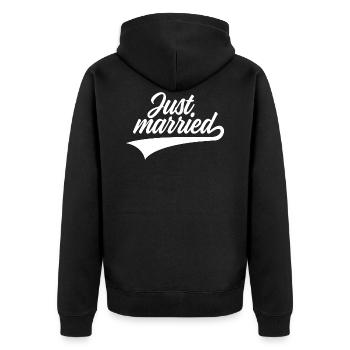JUST MARRIED WEDDING - Unisex Premium Organic Zip Hoodie - black - Back - Nico (187cm)