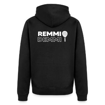 Padeltennis Padel Padeltennisspieler - Unisex Premium Bio Zip Hoodie - Schwarz - Hinten - Nico (187cm)