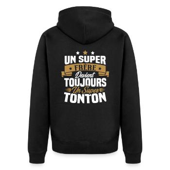Un super frère devient toujours un super tonton - Veste à capuche bio Premium Unisexe - noir - Dos - Nico (187cm)