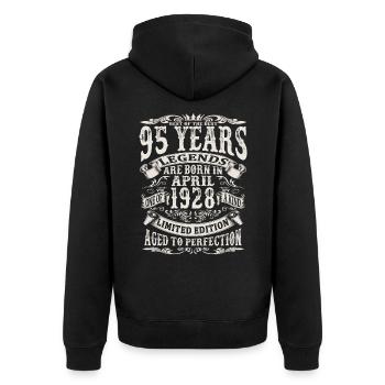 April 1928 - 95 years old - 95th birthday - Unisex Premium Organic Zip Hoodie - black - Back - Nico (187cm)