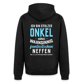 Stolzer Onkel eines fantastischen Neffen - Hoodie - Unisex Premium Bio Zip Hoodie - Schwarz - Hinten - Nico (187cm)