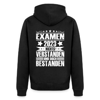 Examen 2023 - Unisex Premium Bio Zip Hoodie - Schwarz - Hinten - Nico (187cm)