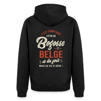 Belge Bogosse Cadeau Humour Belgique - Veste à capuche bio Premium Unisexe - noir - Dos - Nico (187cm)