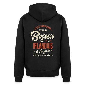 Irlandais Bogosse Cadeau Irlande - Veste à capuche bio Premium Unisexe - noir - Dos - Nico (187cm)