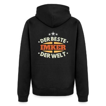 Der Beste Imker der Welt - Unisex Premium Bio Zip Hoodie - Schwarz - Hinten - Nico (187cm)