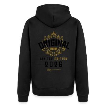 2026 limited edition birthday - Unisex Premium Organic Zip Hoodie - black - Back - Nico (187cm)