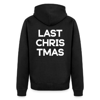 Last Christmas Heart Michael George wham - Unisex Premium Bio Zip Hoodie - Schwarz - Hinten - Nico (187cm)