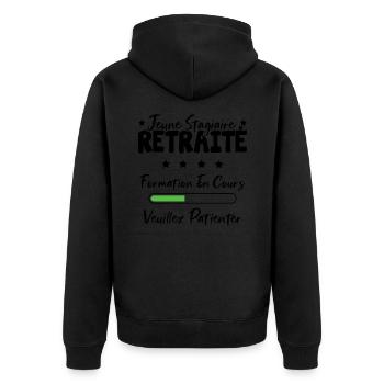 Jeune stagiaire retraite formation en cours - Veste à capuche bio Premium Unisexe - noir - Dos - Nico (187cm)