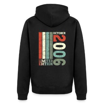 October Vintage 2006 16th Birthday Gift Cool - Unisex Premium Organic Zip Hoodie - black - Back - Nico (187cm)