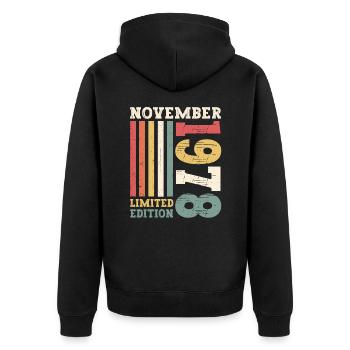 Original novembre 1978 Cadeau du 44e anniversaire - Veste à capuche bio Premium Unisexe - noir - Dos - Nico (187cm)