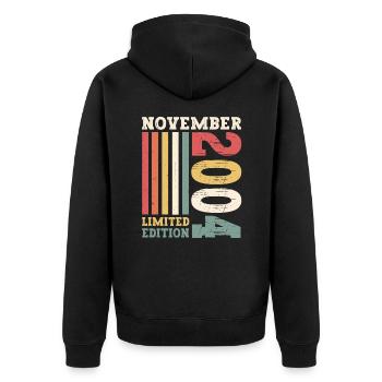 Original November 2004 18th birthday gift - Unisex Premium Organic Zip Hoodie - black - Back - Nico (187cm)