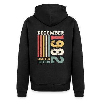 Décembre Né en 1982 Cadeau de 40e anniversaire - Veste à capuche bio Premium Unisexe - noir - Dos - Nico (187cm)