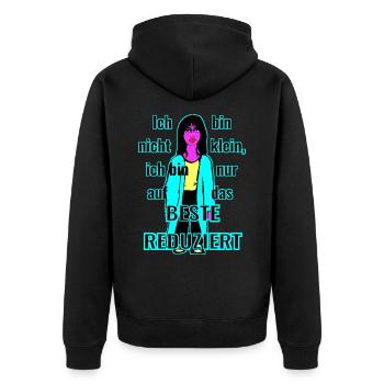Ich bin nicht klein... - Unisex Premium Bio Zip Hoodie - Schwarz - Hinten - Nico (187cm)