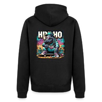 Cool Rhino Hip Hop Skater Shirt - Unisex Premium Organic Zip Hoodie - black - Back - Nico (187cm)