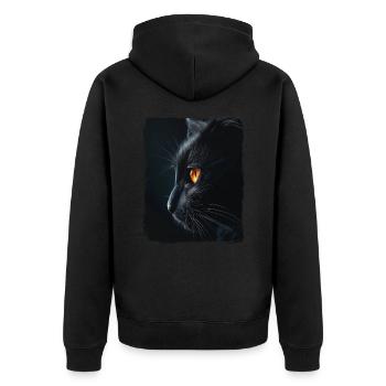 Photographie de chat Gros plan Yeux de chat Noir Chat - Veste à capuche bio Premium Unisexe - noir - Dos - Nico (187cm)