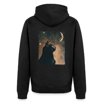 Black Cat Animal Stars Full Moon Night Starry Sky - Unisex Premium Organic Zip Hoodie - black - Back - Nico (187cm)