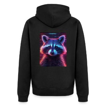 Retro 80s Neon Pink Cool Raccoon Animal Mammal - Unisex Premium Organic Zip Hoodie - black - Back - Nico (187cm)