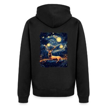 Cerf Animal Eli Nuit Étoilée Peinture Van Gogh - Veste à capuche bio Premium Unisexe - noir - Dos - Nico (187cm)