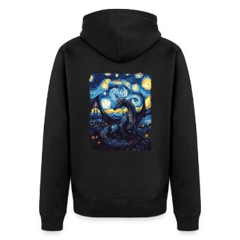 Dragon Starry Night Painting Van Gogh Magic Myth - Unisex Premium Organic Zip Hoodie - black - Back - Nico (187cm)