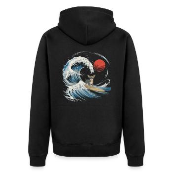 Chihuahua Dog Animal Japanese Surfing Beach Wave - Unisex Premium Organic Zip Hoodie - black - Back - Nico (187cm)