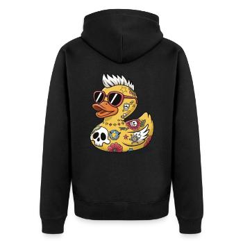 canard en caoutchouc canard punk métal lourd animal oiseau - Veste à capuche bio Premium Unisexe - noir - Dos - Nico (187cm)