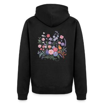 Jardinier de fleurs florales de fleurs sauvages colorées - Veste à capuche bio Premium Unisexe - noir - Dos - Nico (187cm)