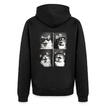 Drôle mignon chat amoureux animal photobooth selfie - Veste à capuche bio Premium Unisexe - noir - Dos - Nico (187cm)