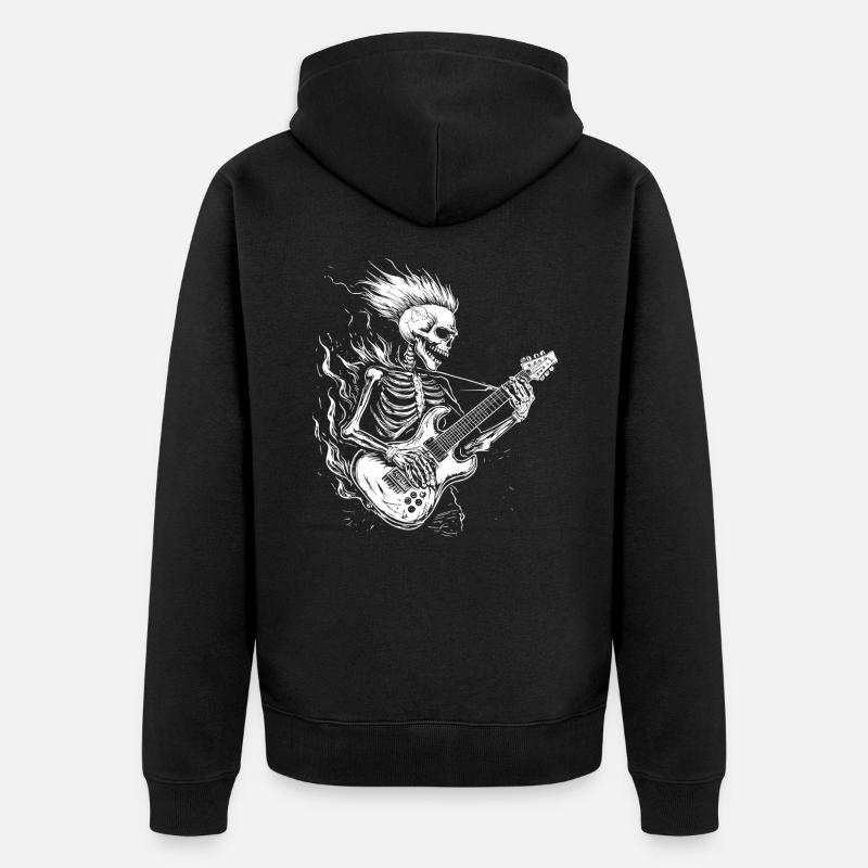 Cool Skeleton Guitariste Guitariste Musicien - Veste à capuche bio Premium Unisexe - noir