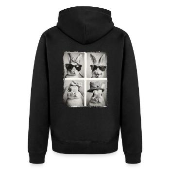 Drôle mignon lapin lapin animal photobooth selfie - Veste à capuche bio Premium Unisexe - noir - Dos - Nico (187cm)