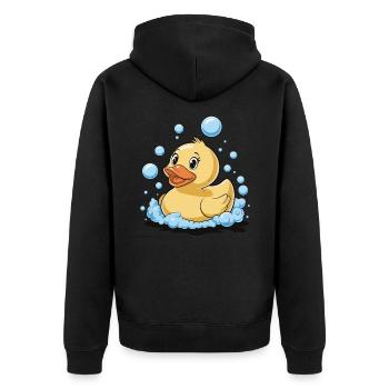 Rubber Duck Bathing Bubbles Water Bird Animal - Unisex Premium Organic Zip Hoodie - black - Back - Nico (187cm)