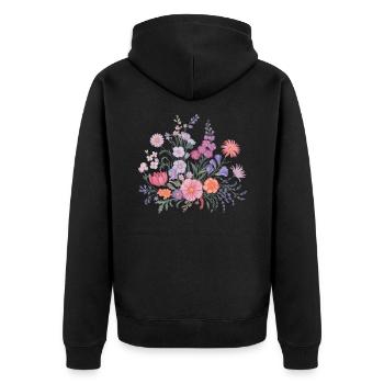Jardinier de fleurs florales de fleurs sauvages colorées - Veste à capuche bio Premium Unisexe - noir - Dos - Nico (187cm)