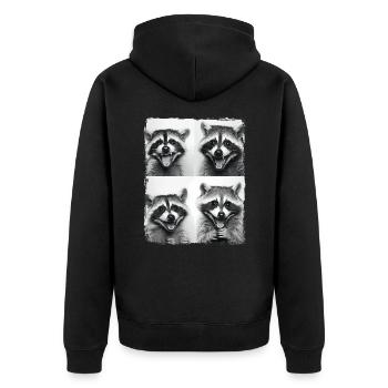 Funny Raccoon Trash Panda Animal Photobooth Selfie - Unisex Premium Organic Zip Hoodie - black - Back - Nico (187cm)