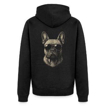 Französische Bulldogge Illustration Sonnenbrille - Unisex Premium Bio Zip Hoodie - Schwarz - Hinten - Nico (187cm)