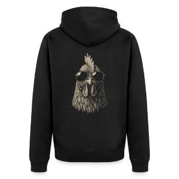 Chicken Illustration Sunglasses Animals Art - Unisex Premium Organic Zip Hoodie - black - Back - Nico (187cm)