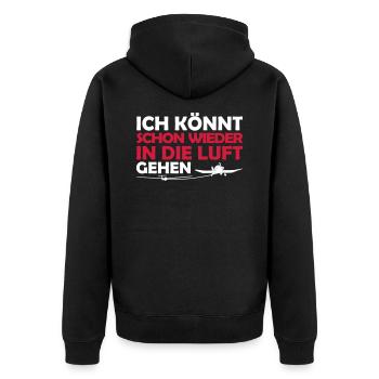 lustige Segelflieger Spruch Segelflugzeug Geschenk - Unisex Premium Bio Zip Hoodie - Schwarz - Hinten - Nico (187cm)
