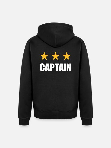 Captain (three stars) - Unisex Premium Organic Zip Hoodie - black