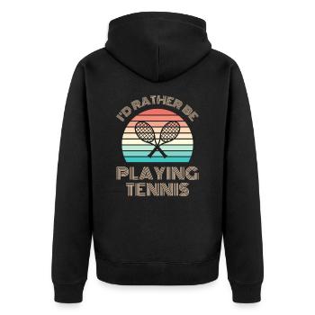Je préfère jouer au tennis en disant Retro Sun - Veste à capuche bio Premium Unisexe - noir - Dos - Nico (187cm)