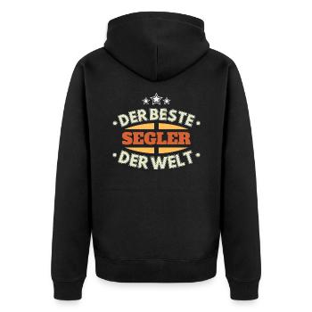 Der Beste Segler der Welt - Unisex Premium Bio Zip Hoodie - Schwarz - Hinten - Nico (187cm)