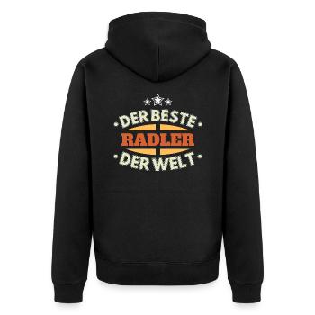 Der Beste Radler der Welt - Unisex Premium Bio Zip Hoodie - Schwarz - Hinten - Nico (187cm)